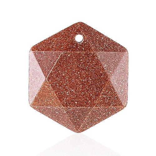 6PCS 22mm Faceted Hexagon Stone Pendants Healing Crystal Charm DIY Jewelry
