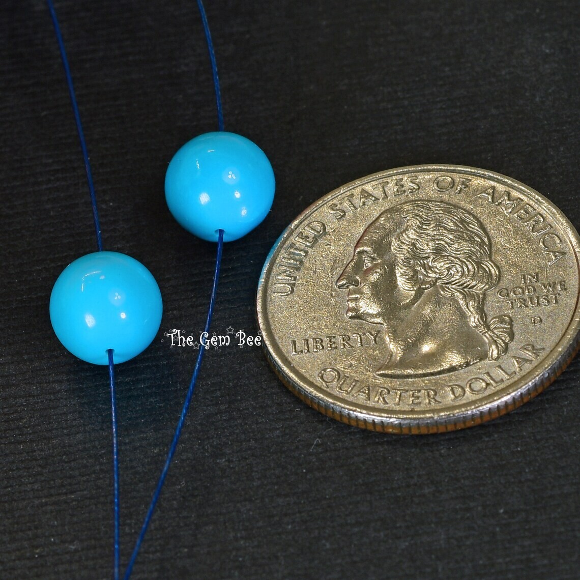 7.8mm Sleeping Beauty Turquoise Smooth Round Sphere Ball Beads PAIR (2)