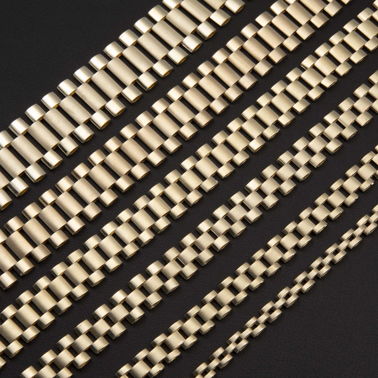 10K Yellow Gold Reversible Rlx Railroad Chain Bracelet All Sizes
