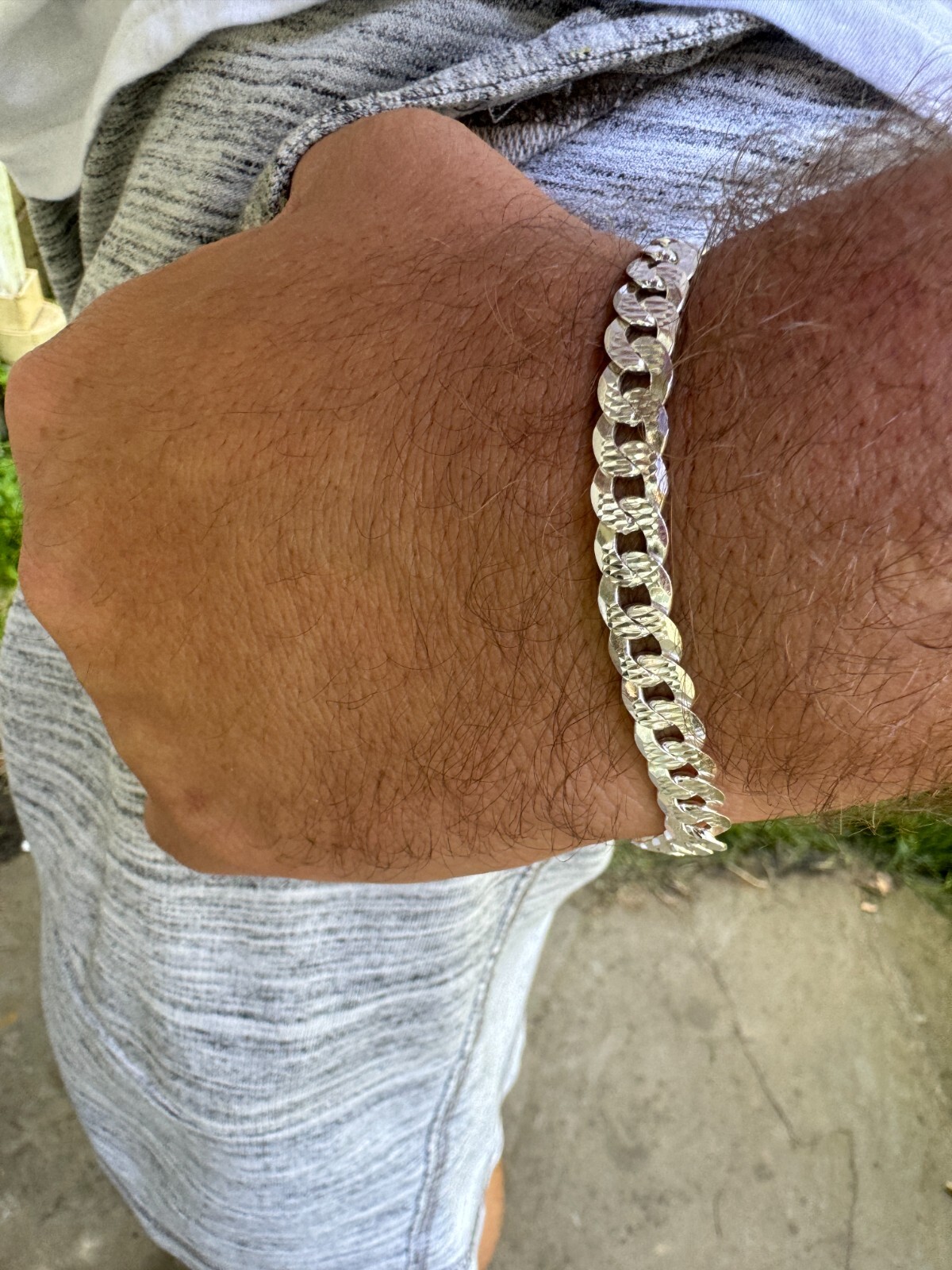 Real Solid 925 Silver Flat Diamond Cut Curb Cuban Link Bracelet 4-8mm