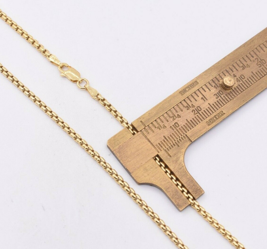 2.5mm Round Box Chain Necklace Real 14K Yellow Gold-Plated Sterling Silver 925
