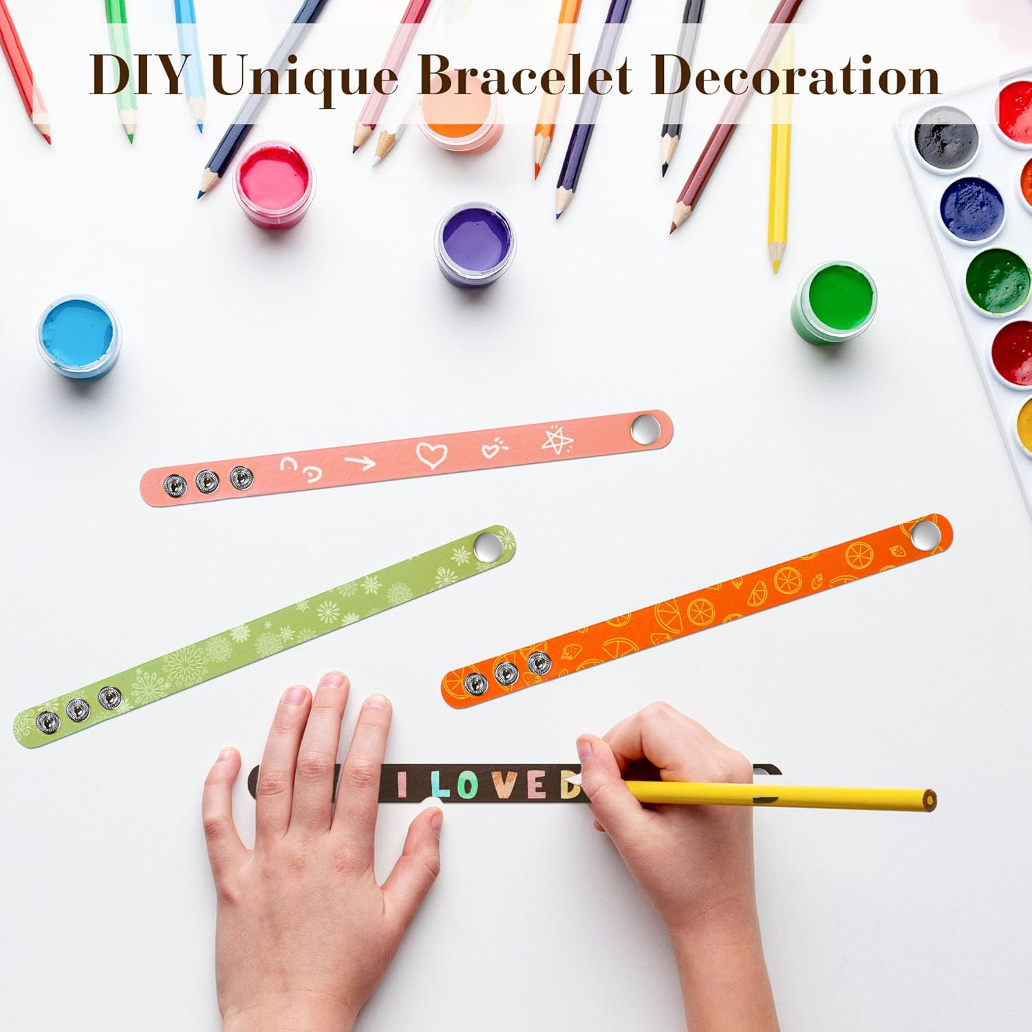 Faux Leather Snap Bracelets Blank Colorful Adjustable Plain PU Leather Wristband