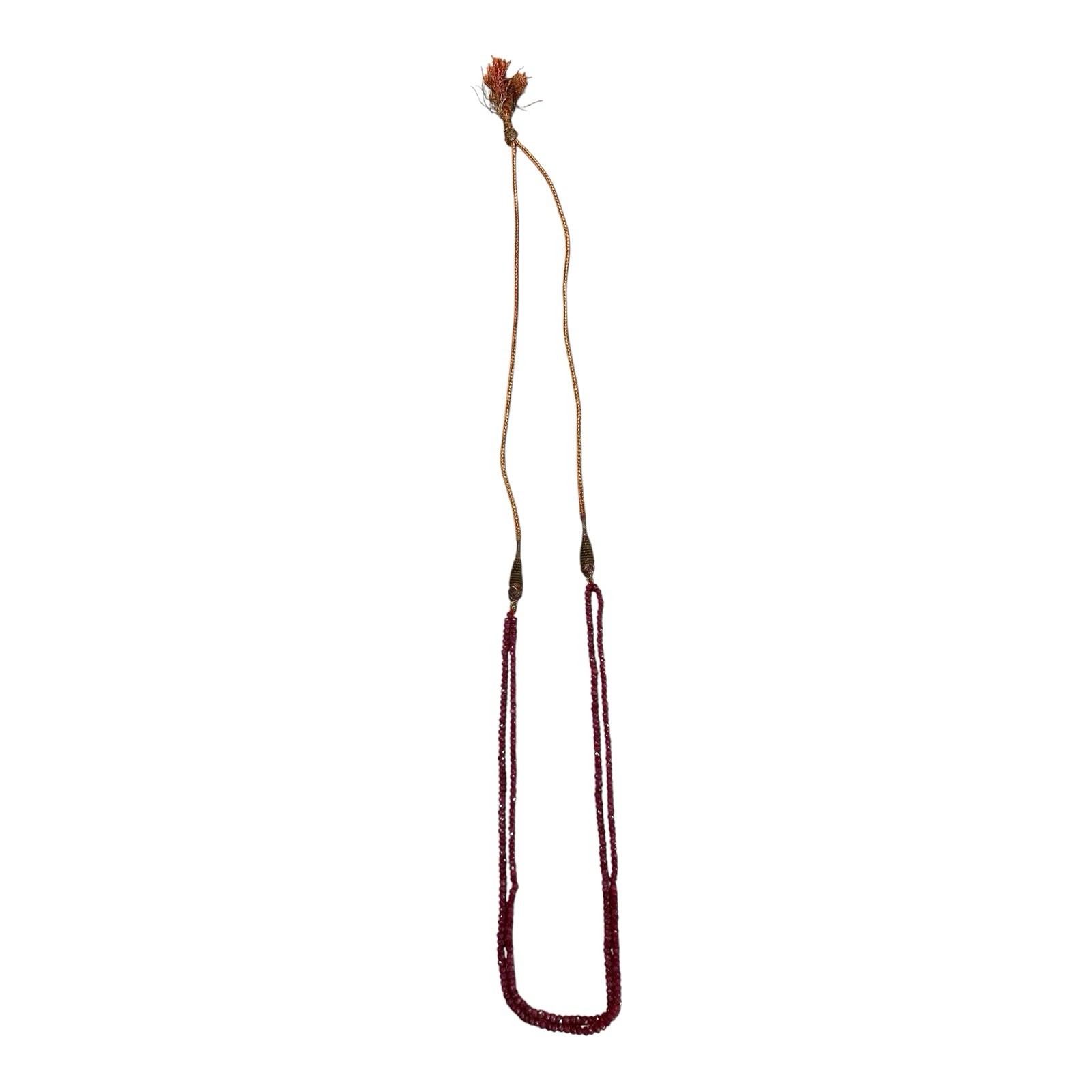 Genuine Ruby 3mm Faceted Rondelle Bead Double Strand Necklace 17.75 Inches