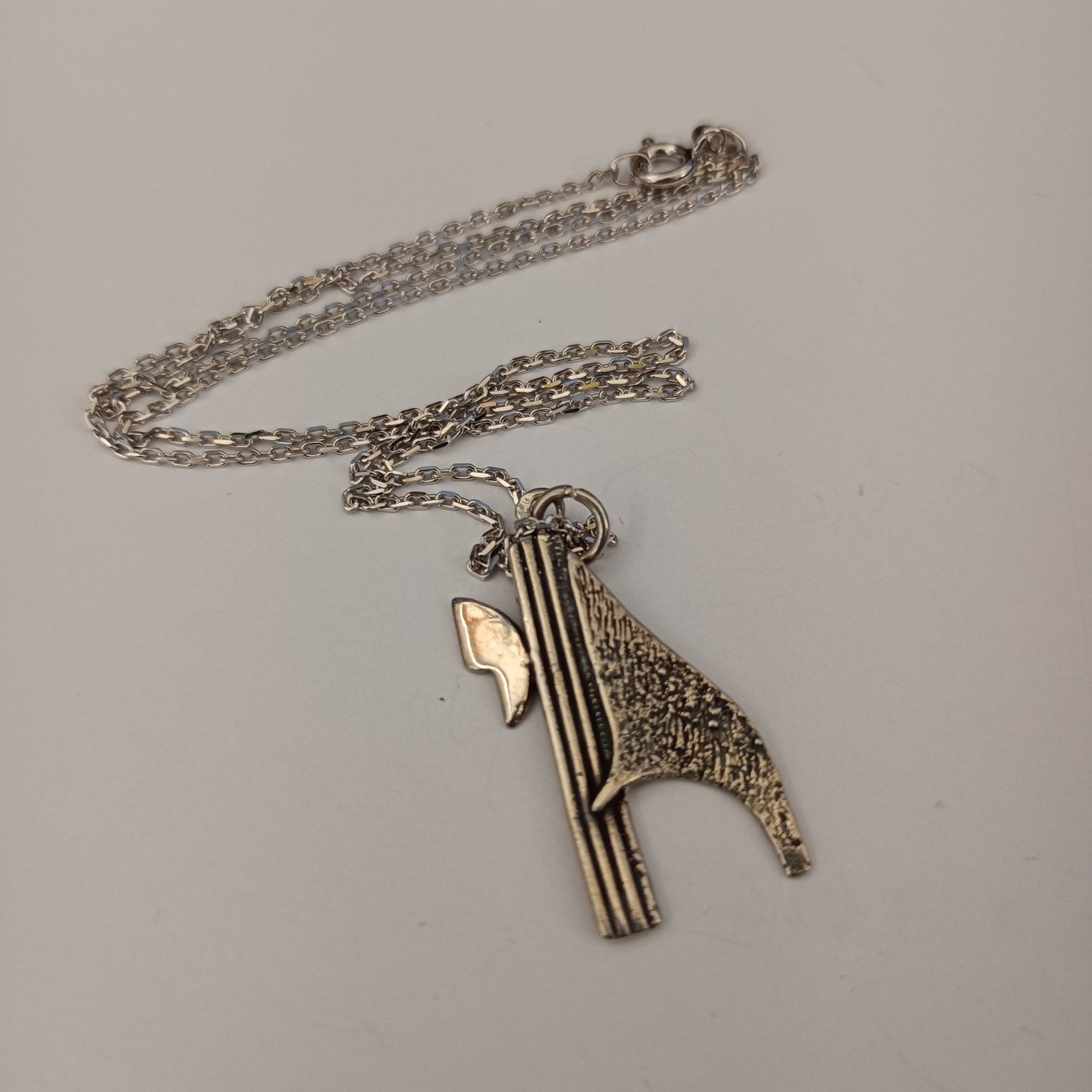 Chai Silver Pendant Necklace Men’s Modernist Brutalist Artistic Hebrew Life Gift