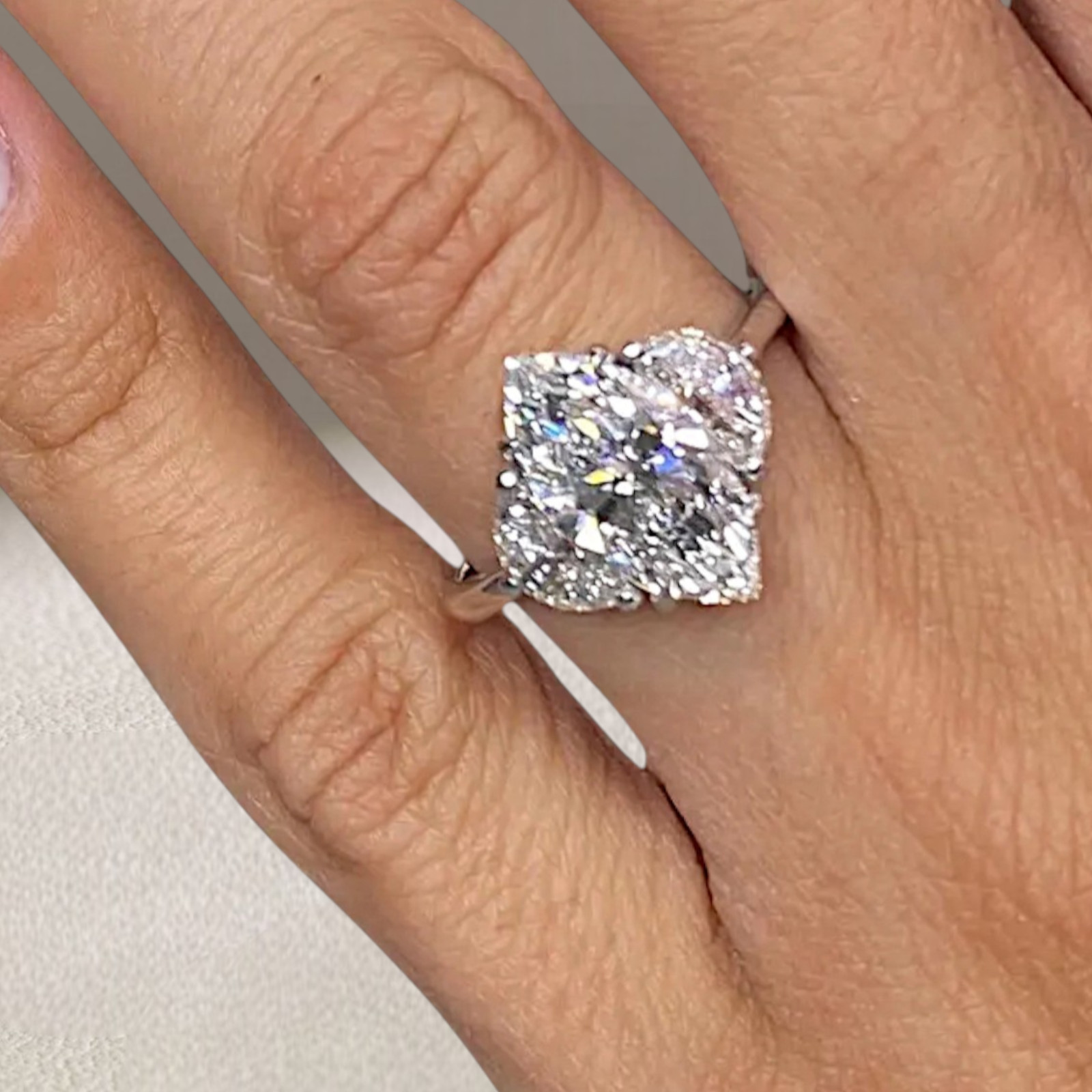Diamond Wedding Ring 950 Platinum IGI Certified Lab Created 5.30 CT Marquise Cut