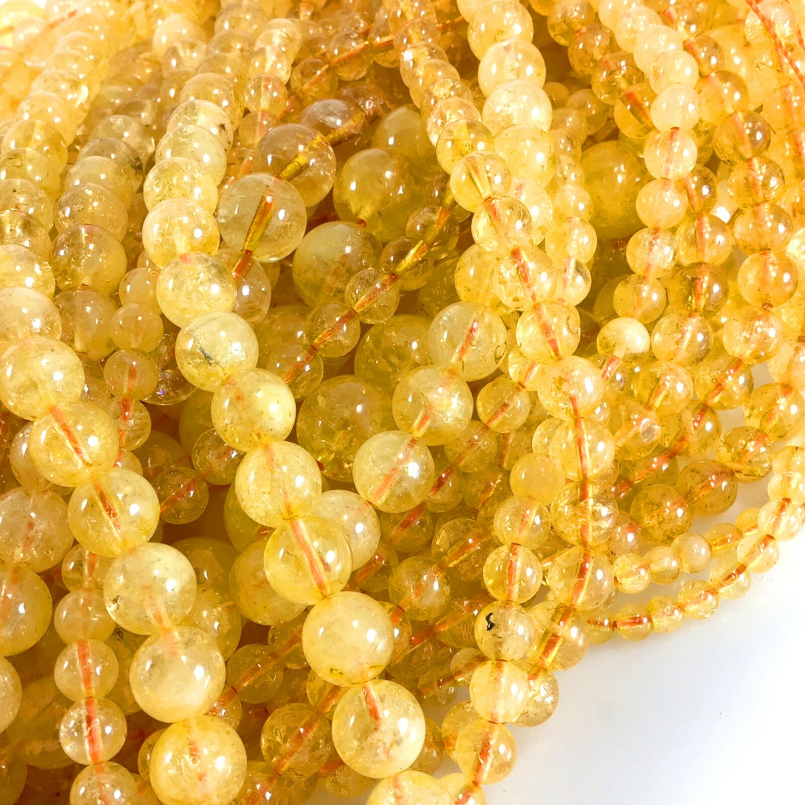 Gemstone Natural Citrine Round Beads Golden Smooth Loose Beads 15″ 4 6 8 10 12mm