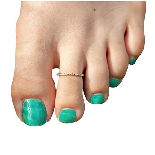 Adjustable 14k Toe Ring for Women – Simple Hammered Band in Silver, Gold, Rose G