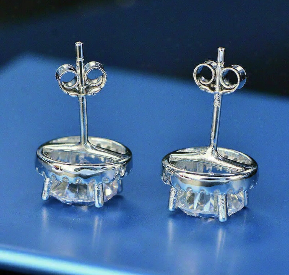 4.00 Ct Round Cut VVS1/D Lab Created Halo Stud Earrings 14k White Gold 8mm Gift