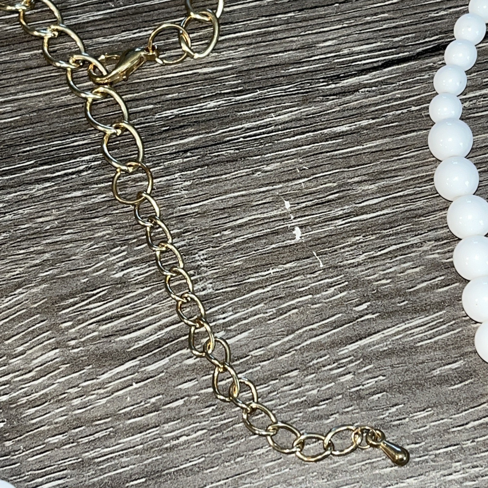 Vintage MCM White 7 Strand Chunky Statement Necklace BIB 30in Long Acrylic Beads