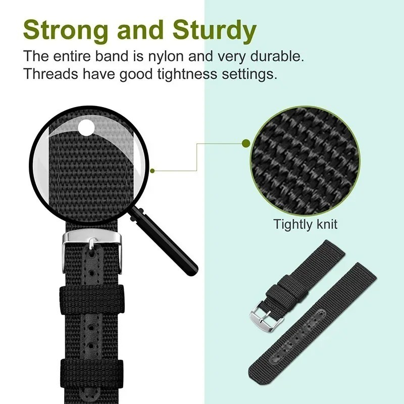 18mm 20mm 22mm 24mm Military Canvas Nylon Wrist Watch Band Strap Bracelet Sport