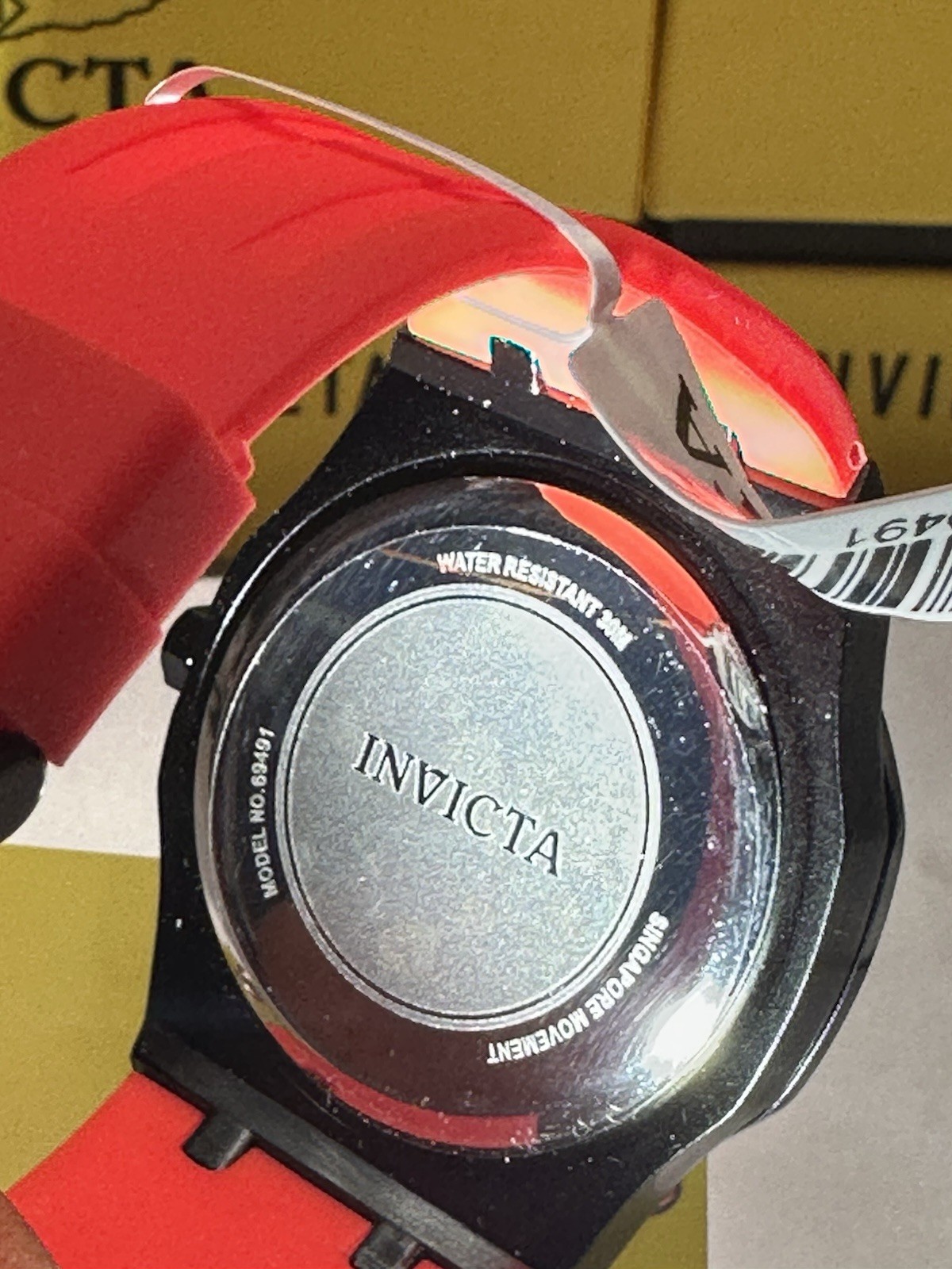 Invicta 69491 Men’s Black & Red brake caliper accent Quartz Watch New Box & Tags