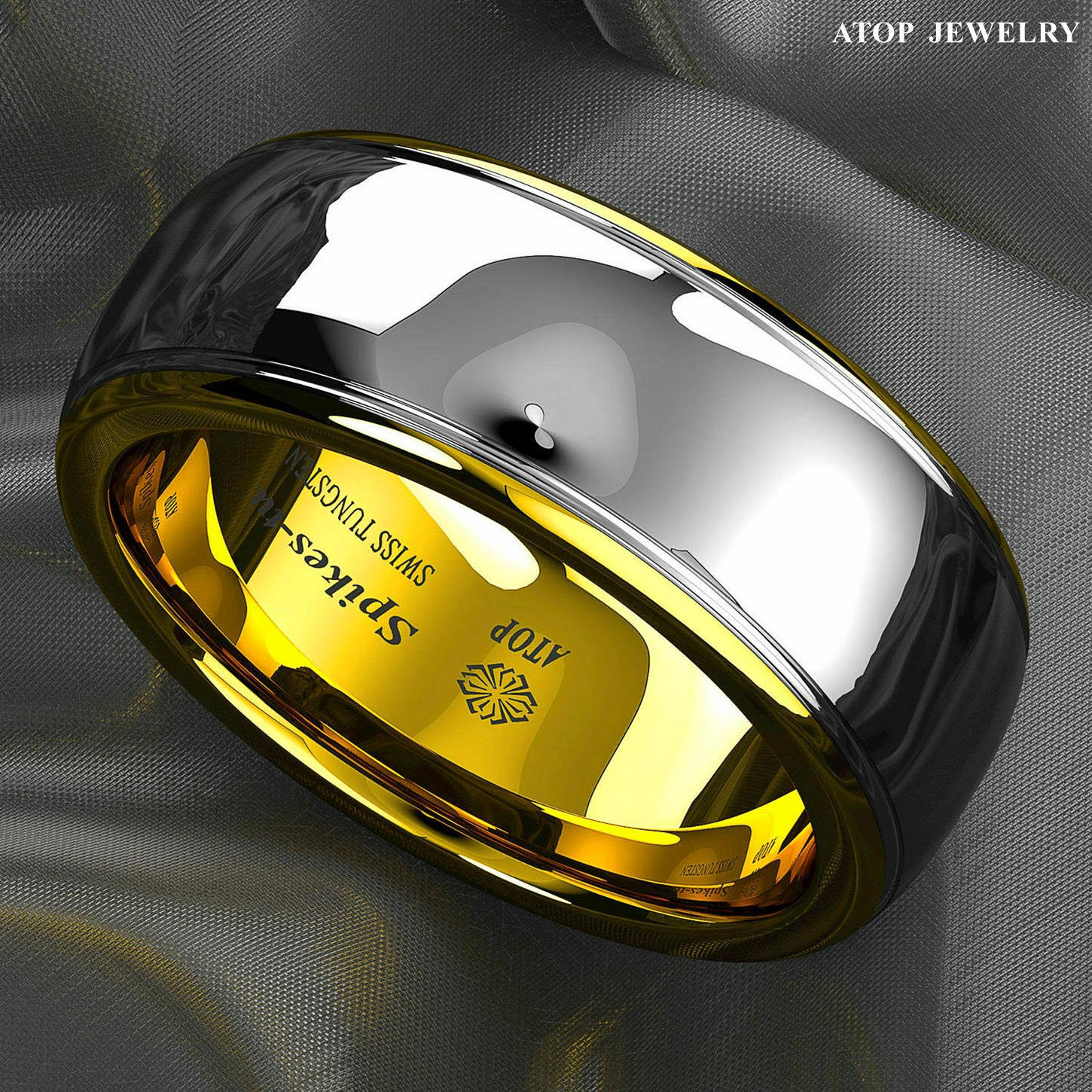 8/6mm Gold Silver Mens Plated Metal Tungsten Ring Wedding Band ATOP Jewelry