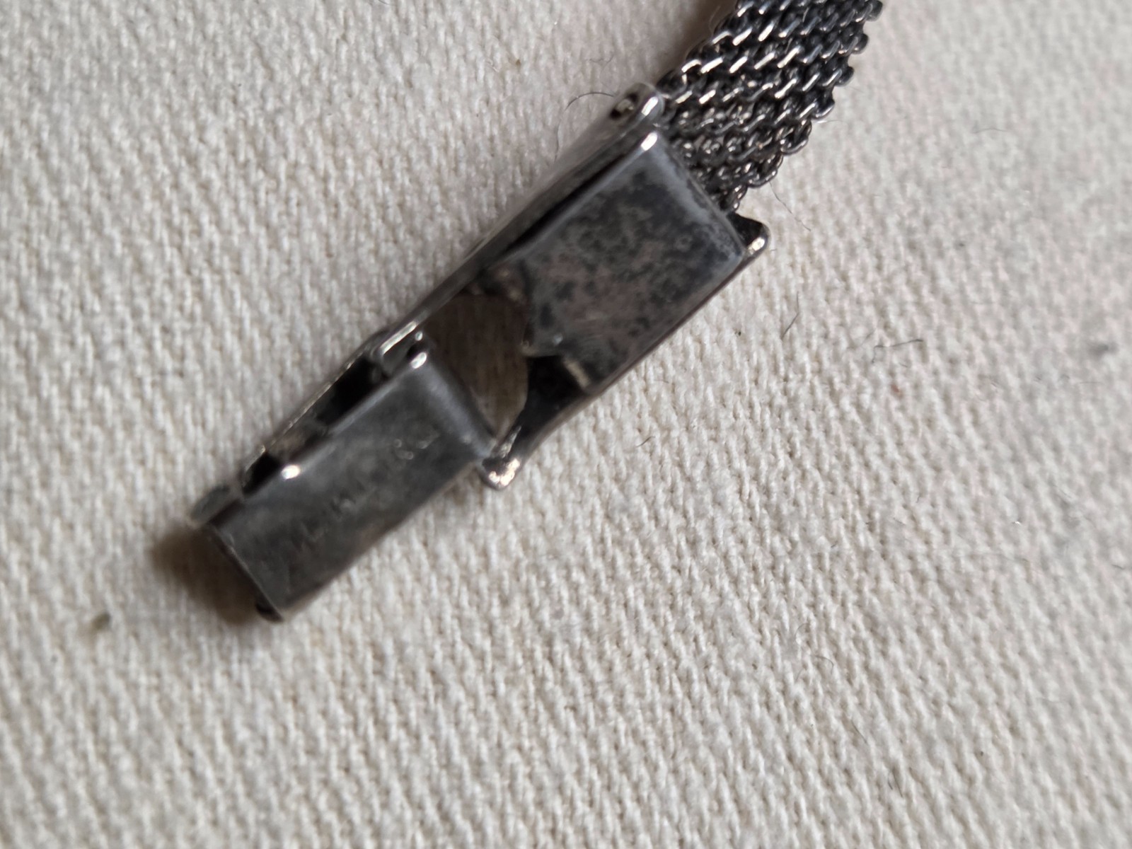 Vintage Bracelet Silver Sterling Identity 7 1/2” ID Pendant 8.2g Mesh Strap