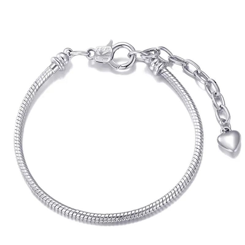 Silver Bracelet Lobster Clasp DIY Charm Bracelet With Extender 19cm-23cm 7in-9in