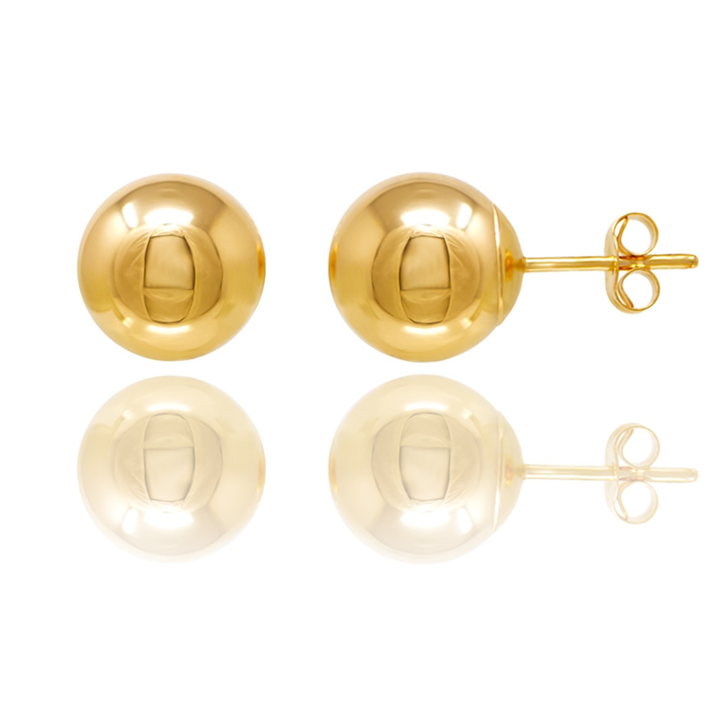 14KT Yellow Gold Ball Stud Earrings 2mm–10mm Butterfly Back