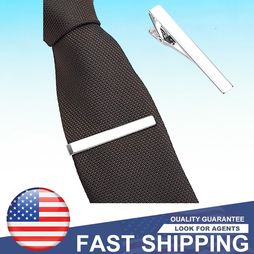 2.2 Inches Silver Stainless Steel Tie Clip Bar Necktie Silver Mens Clasp Clamp