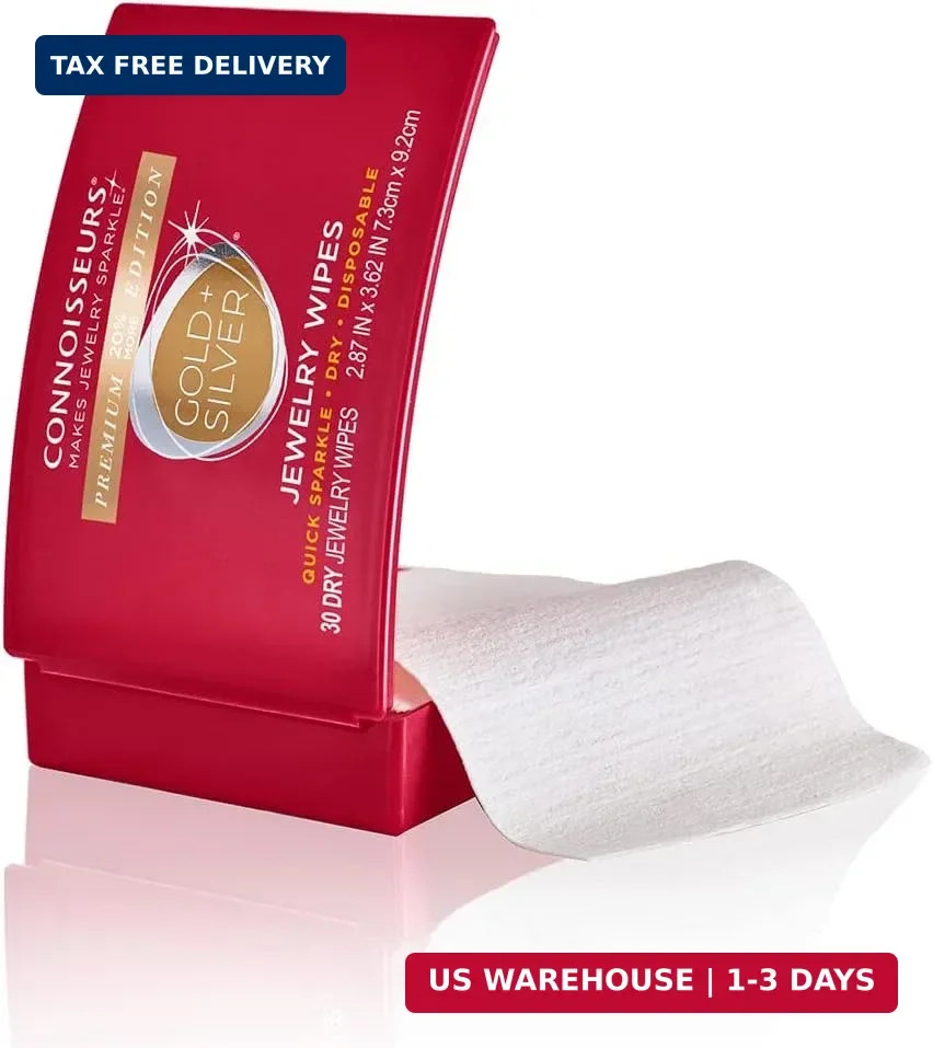 CONNOISSEURS Premium Edition Compact Jewelry Wipes No Rinse Gold and Silver Jewe