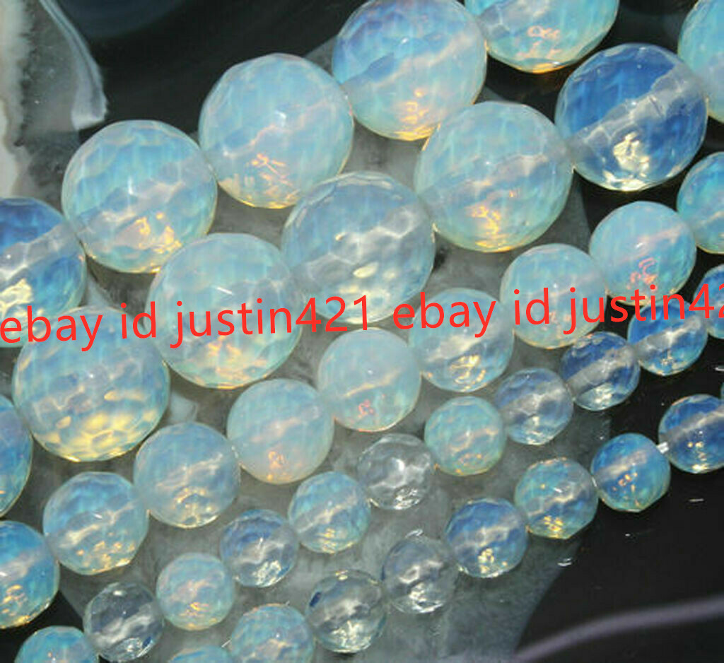 Faceted 6/8/10/12/14mm Sri Lanka White Moonstone Gemstone Round Loose Beads 15”