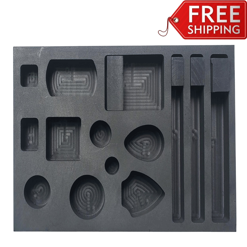 1×14-in-1 Graphite Ingot Mold for Metal Casting, Scrap Bar & Coin Combo, Durable