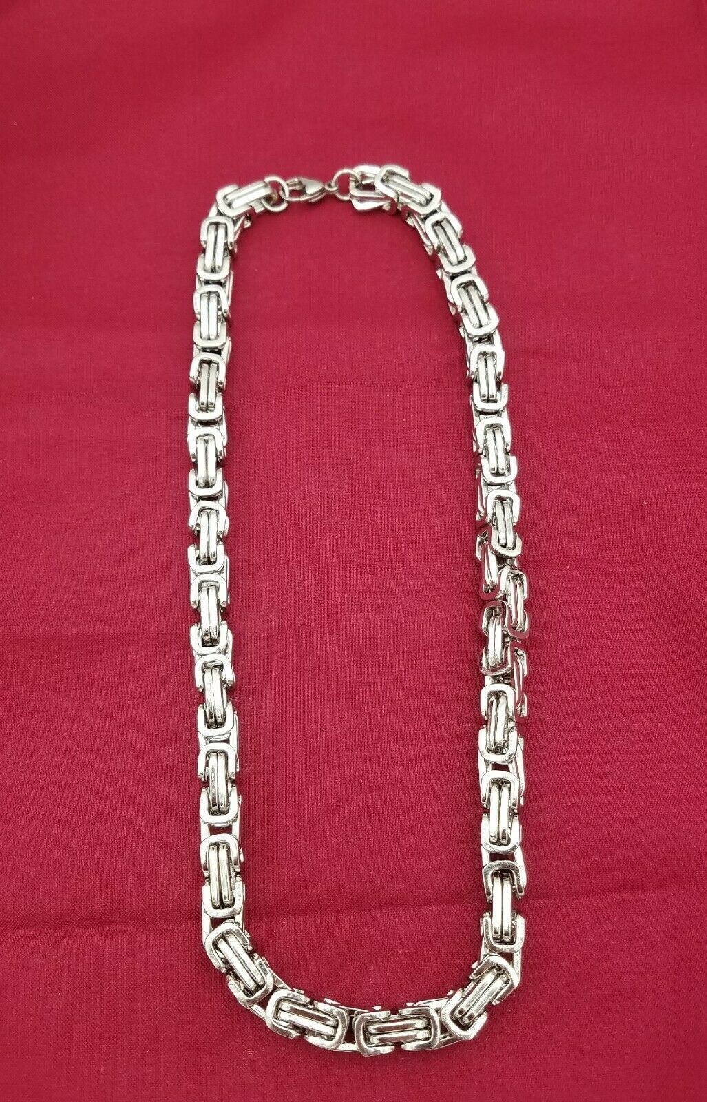 36 INCH STAINLESS STEEL SILVER 8MM BYZANTINE TURKISH BOX CHAIN NECKLACE