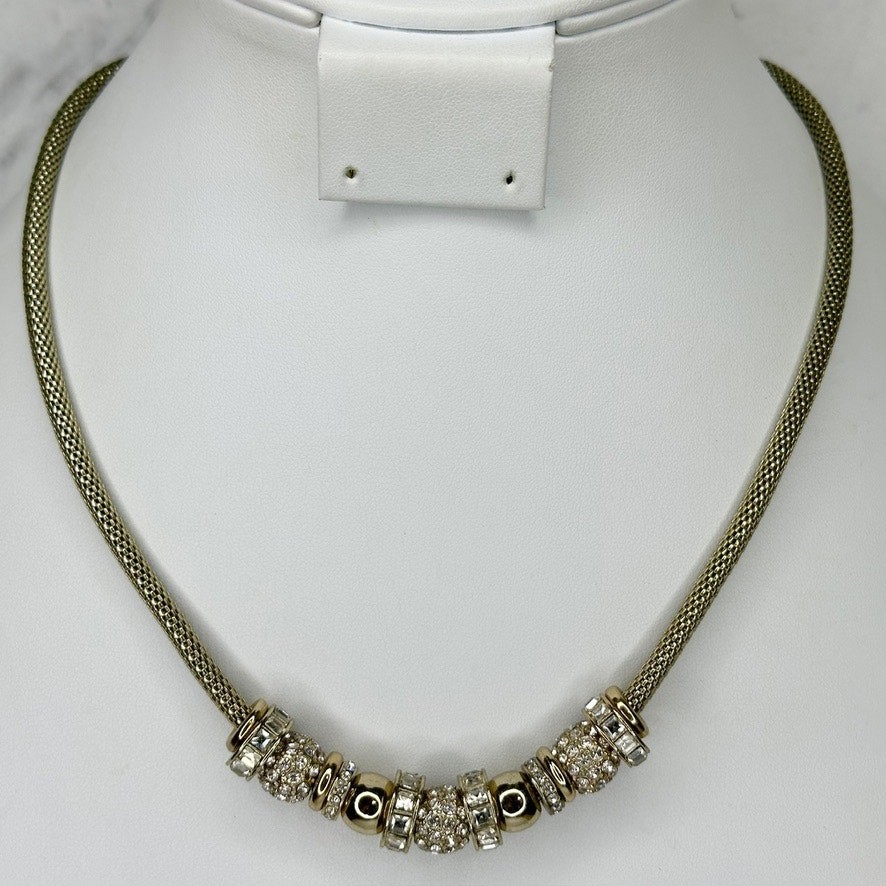 Chico’s Rhinestone Slide Bead Snake Chain Necklace 19-22.5in