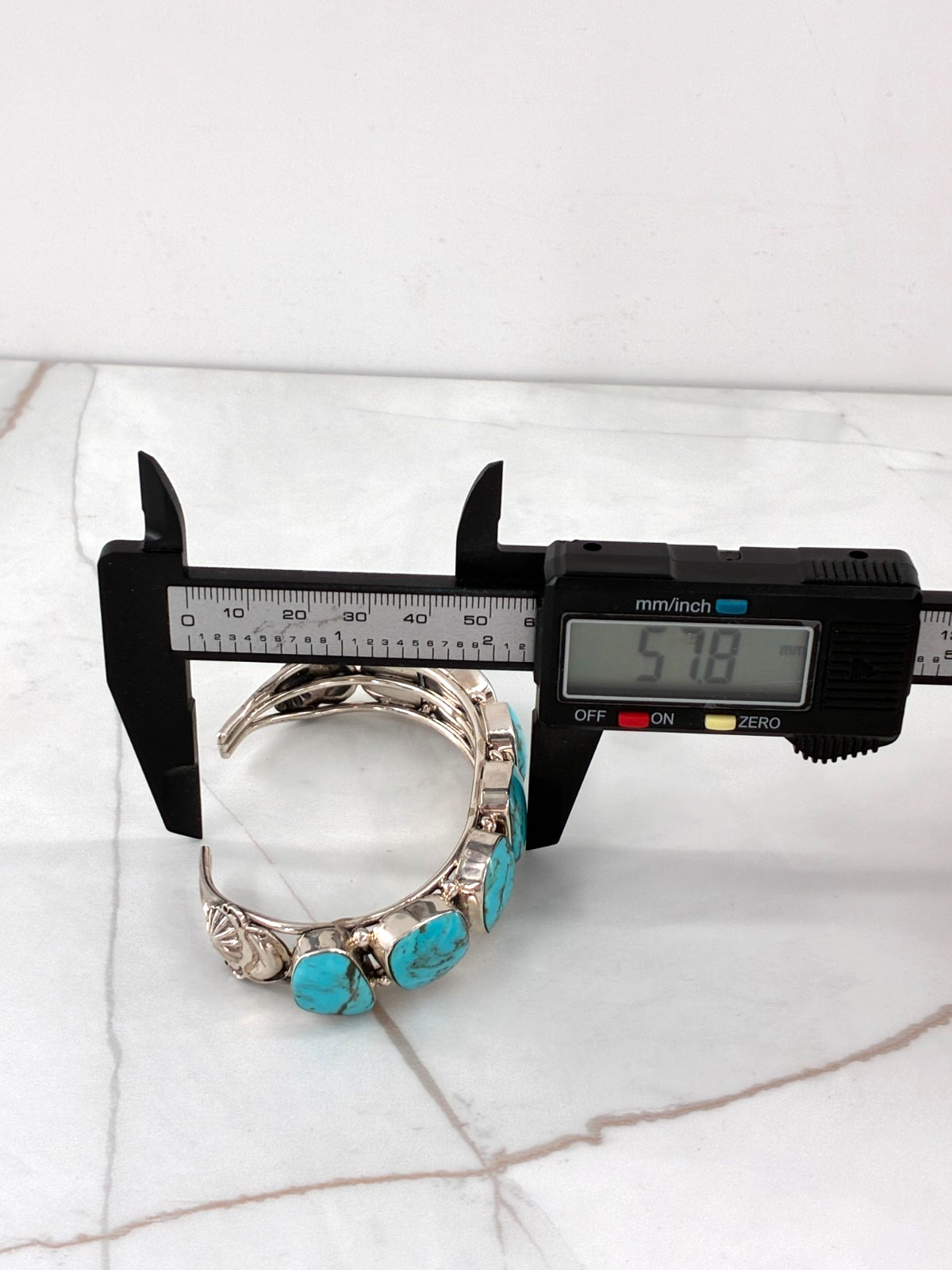 Chaco Canyon Kingman Turquoise 7 Stone Cuff Sterling Silver Bracelet Size 6.25in