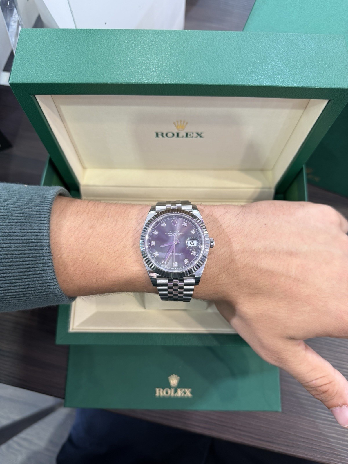 2021 Rolex Datejust 126334 Rhodium Diamond Dial SS Fluted Jubilee FULL SET!!41mm