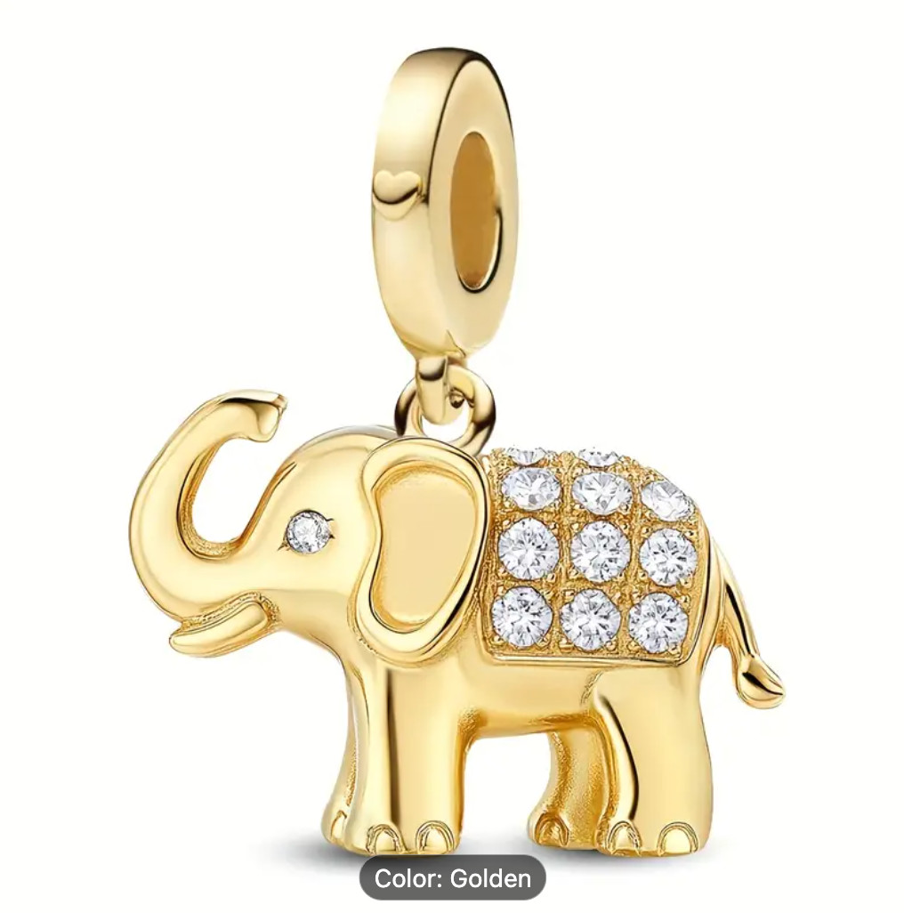 Elephant Pendan 925 silver plated and white stones. For bracelet and necklace