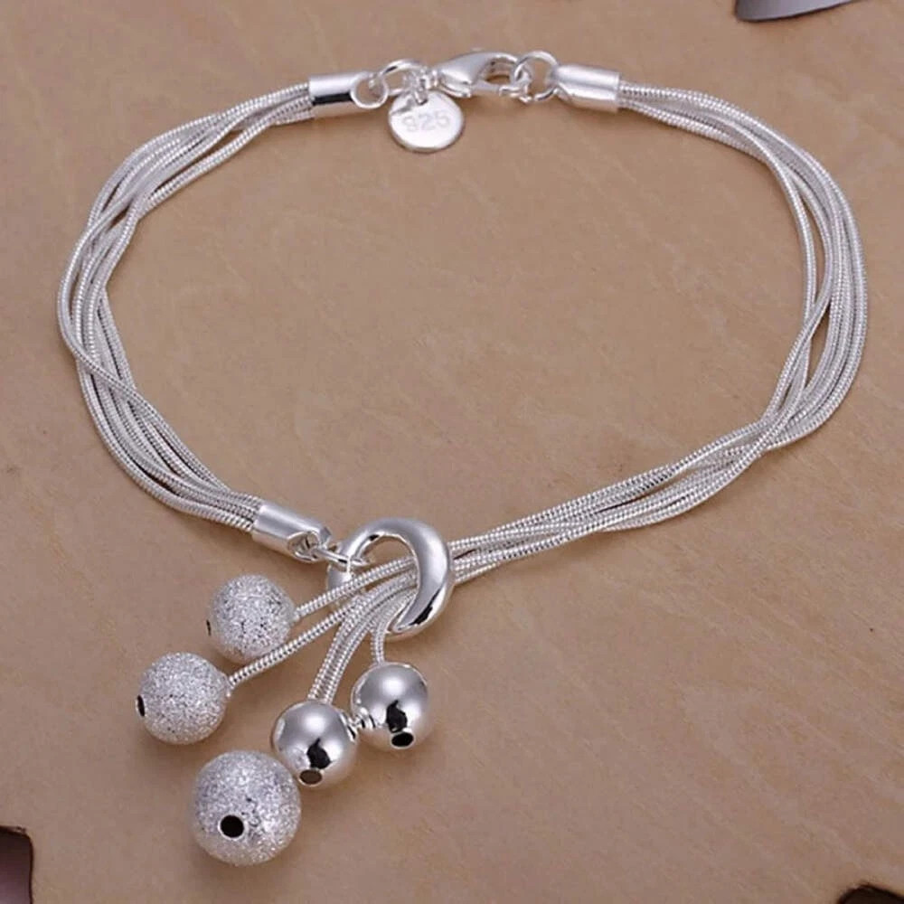 925 Sterling Silver Bracelet Round Mesh Bracelet for Women Engagement