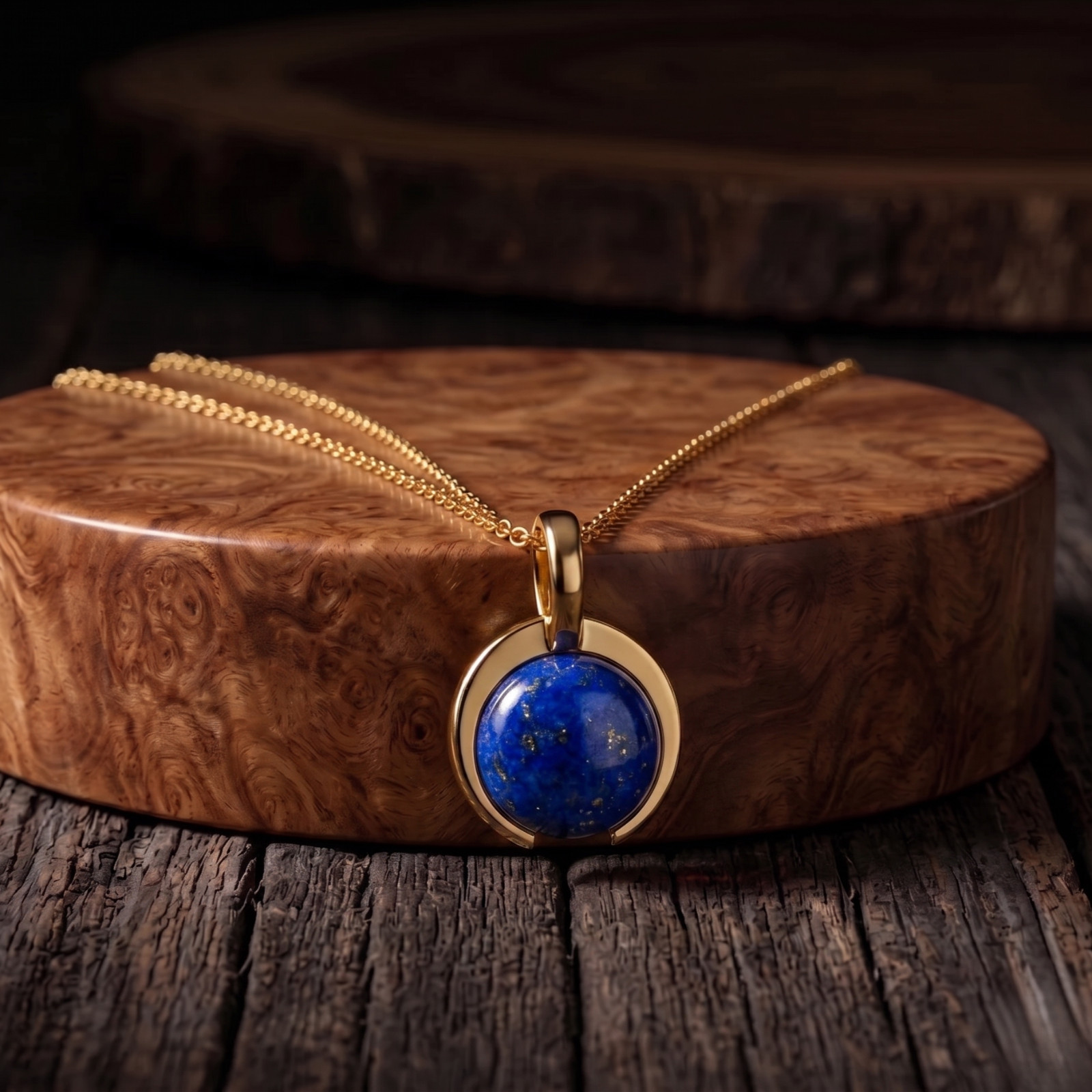 Gold Plated Pendant Lapis Lazuli Gemstone Minimalist Pendant Gift For Women