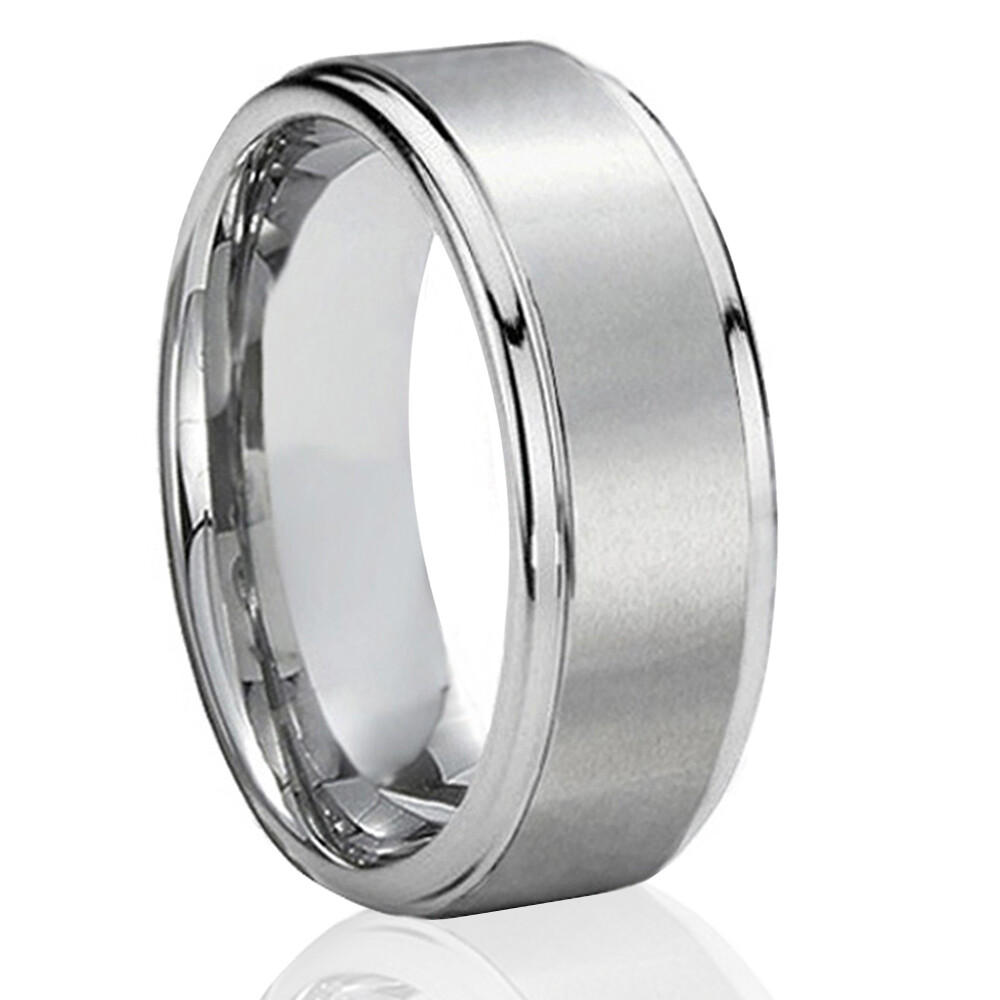 🔥 Titanium Silver Rings Brushed Mens Rings Matte Engagement Mens Wedding Bands