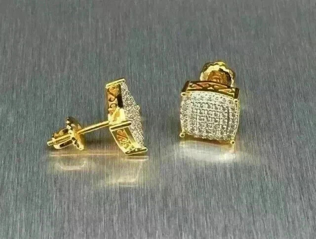 2.00Ct Round Cut Lab Created Diamond Men’s Stud Earring 14K Yellow Gold Plated