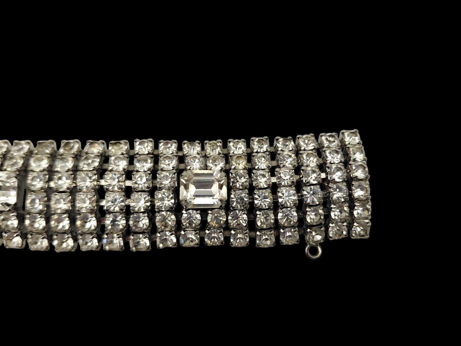VTG WEISS Rhinestone Silver Tone Bracelet 6 rows, 7.5″ x 1″ – BEAUTIFUL!