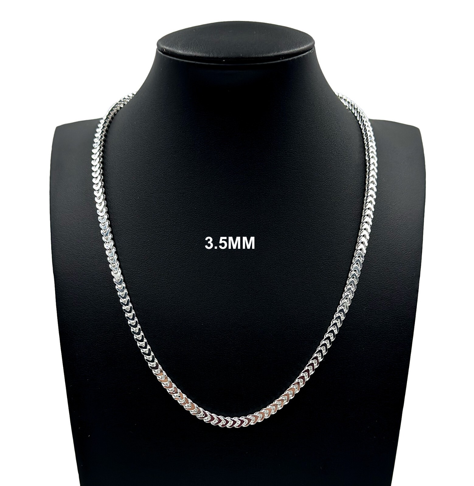 Mens 3.5MM Real 925 Solid Sterling Silver Franco Box Link Chain Necklace ITALY