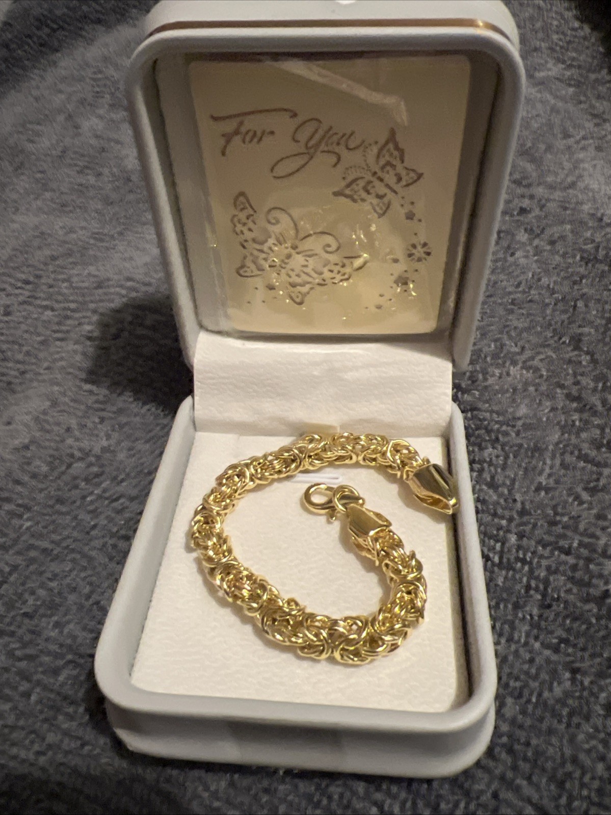 Beautiful!!! 14k Gold Plated Byzantine Link Chain Bracelet 6.5”
