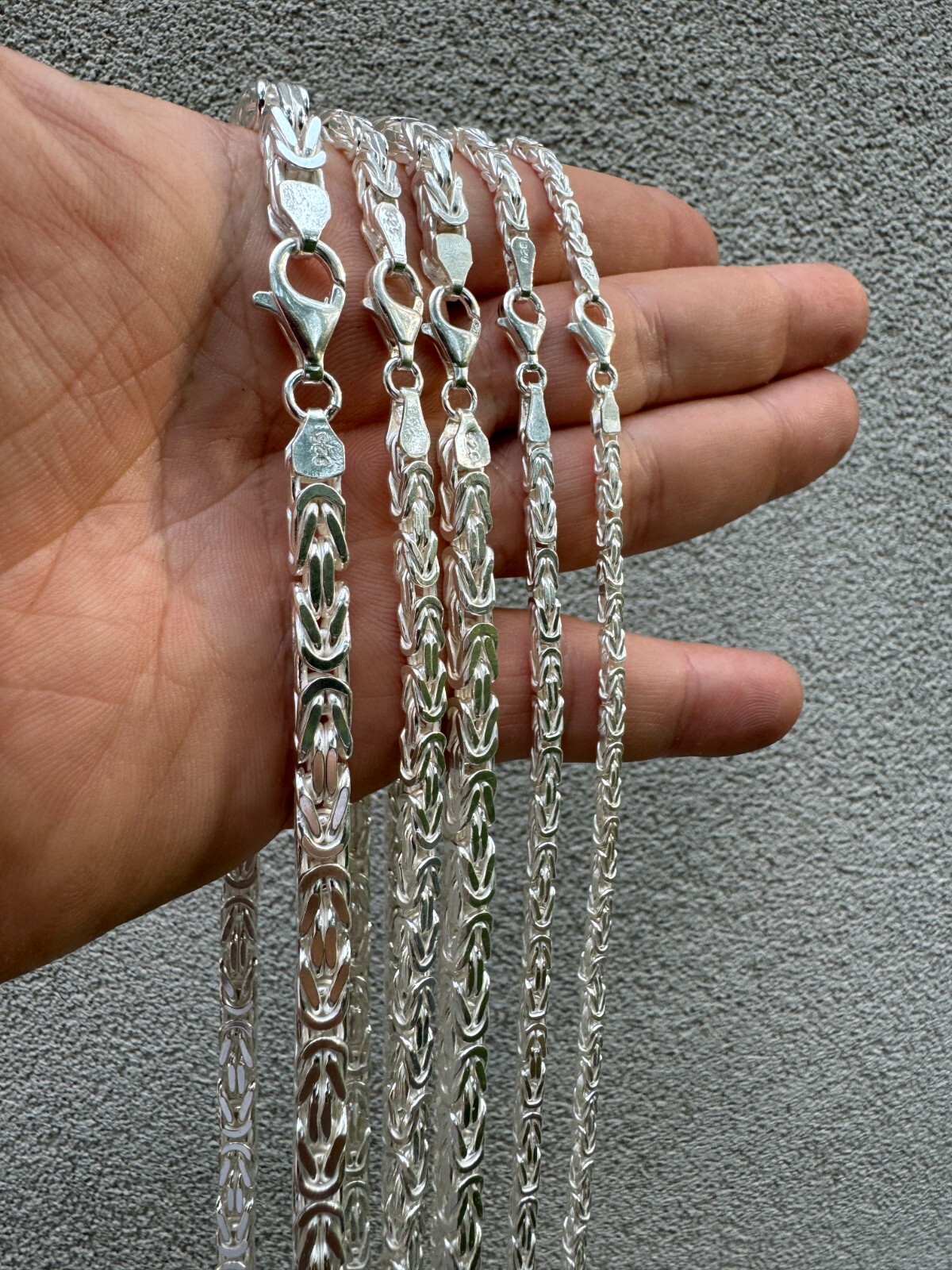 Real Solid 925 Sterling Silver Byzantine Rope Chain Mens Necklace 2.5-6mm 18-30″