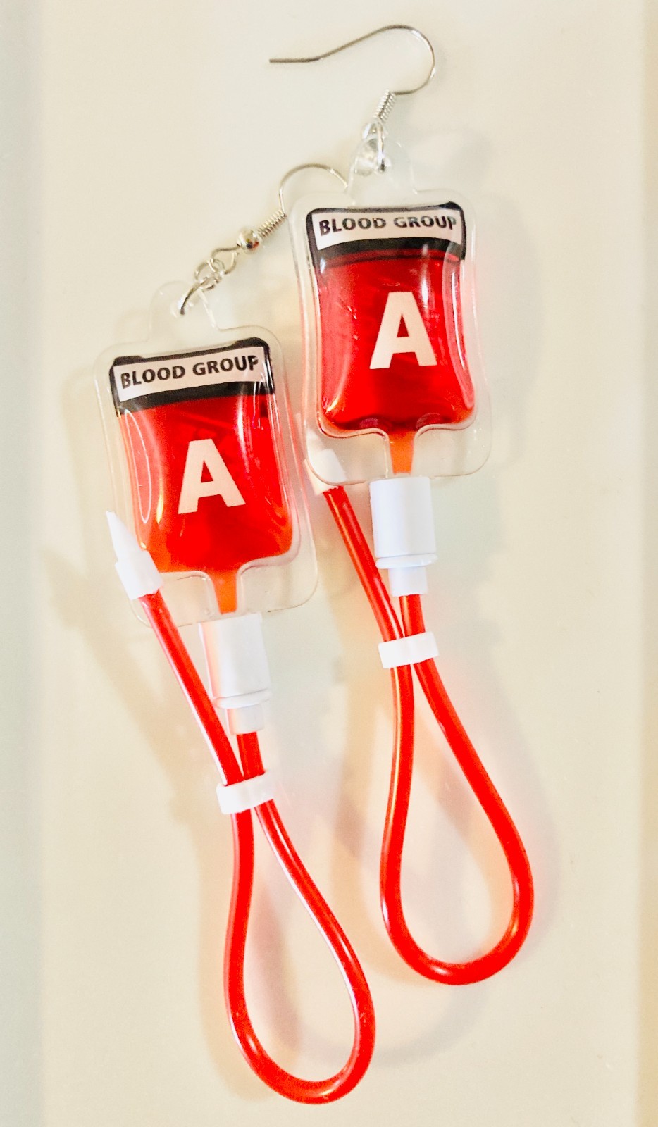 Blood Bag Earrings: Funny Jewelry, fake, Cosplay earrings, Halloween earrings