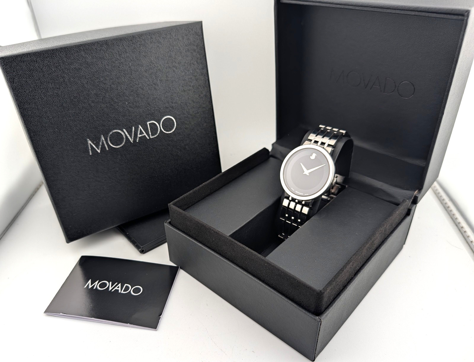 Movado Men’s Esperanza Stainless Steel W/Blk Dial Model #:04.2.14.1372 ~ Superb