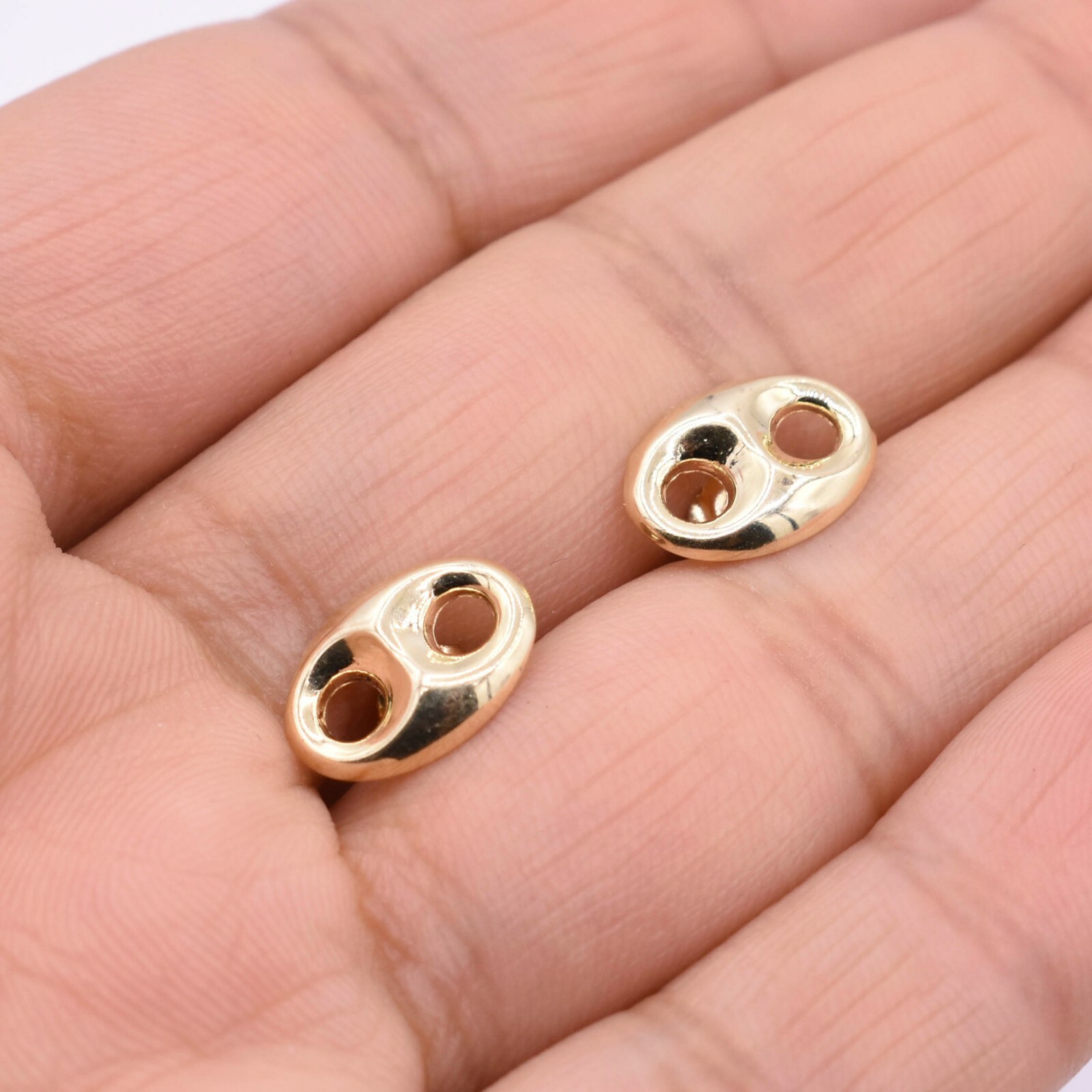1/2″ Puffed Mariner Stud Earrings Real Solid 10K Yellow Gold