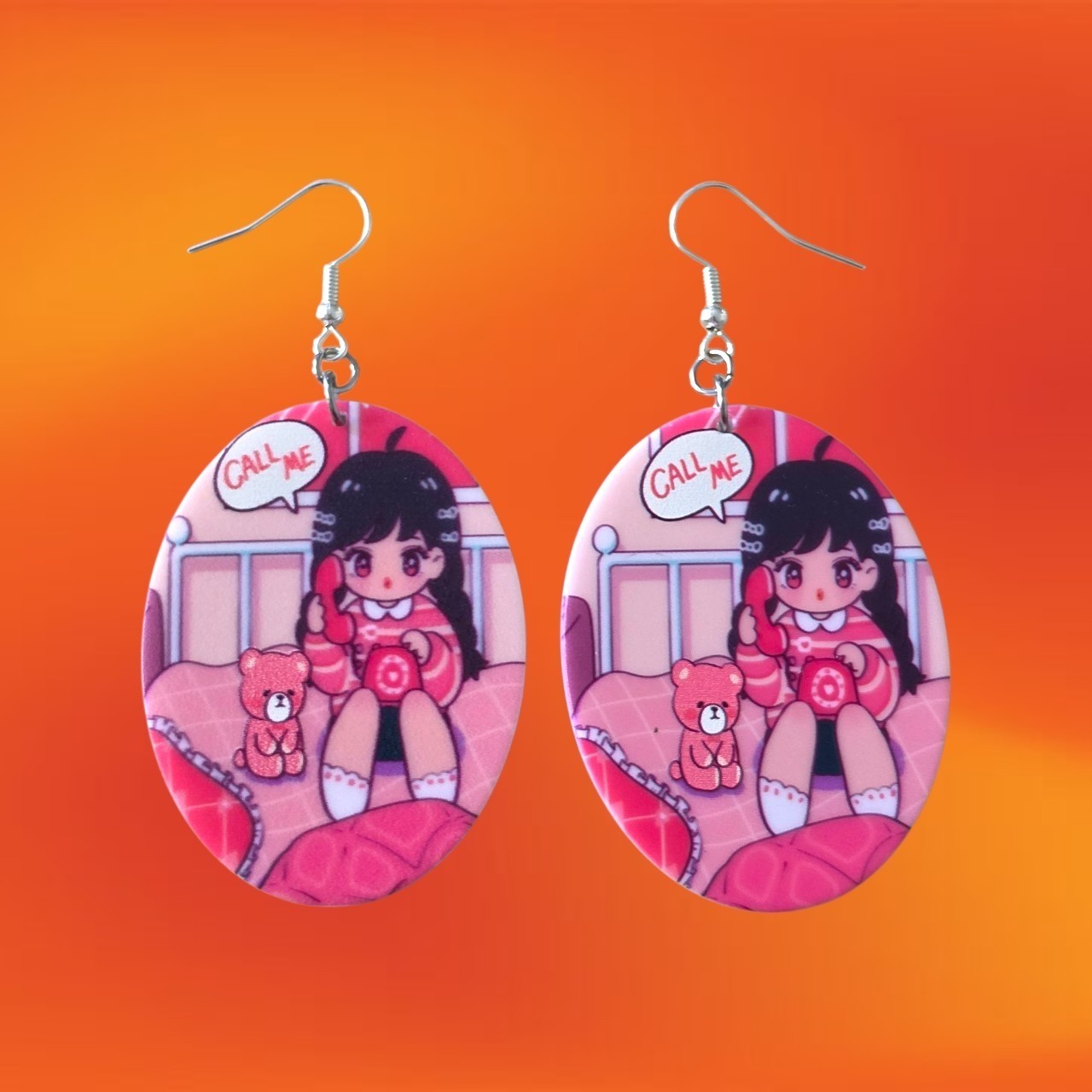 NEW Handmade Call Me Anime Girl Stainless Steel Earrings Lightweight 1 Pair AU