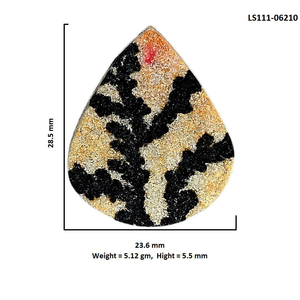 Germany Psilomelane Dendrite 23.6×28.5×5.5 mm Pear Shape Gemstone LS111-06210