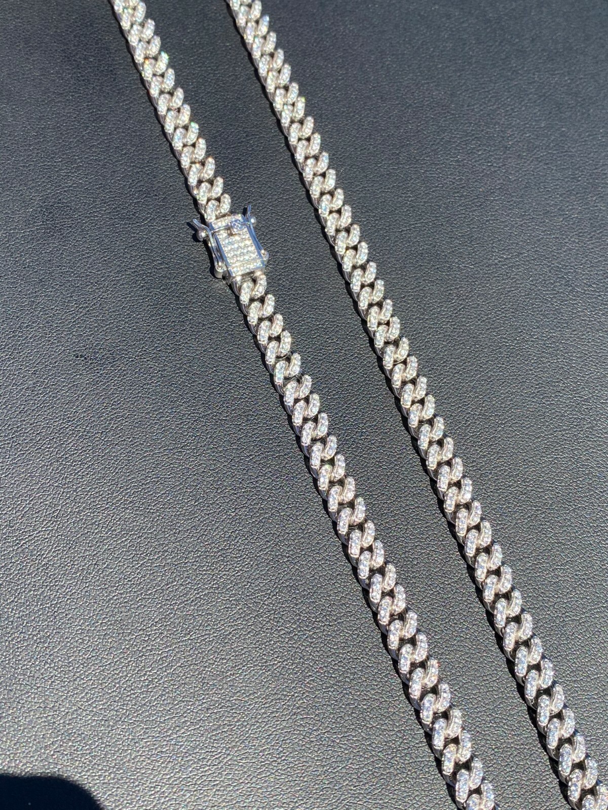 6mm Miami Cuban Iced Solid 925 Silver Chain Simulated Diamonds 16″ Choker – 30″
