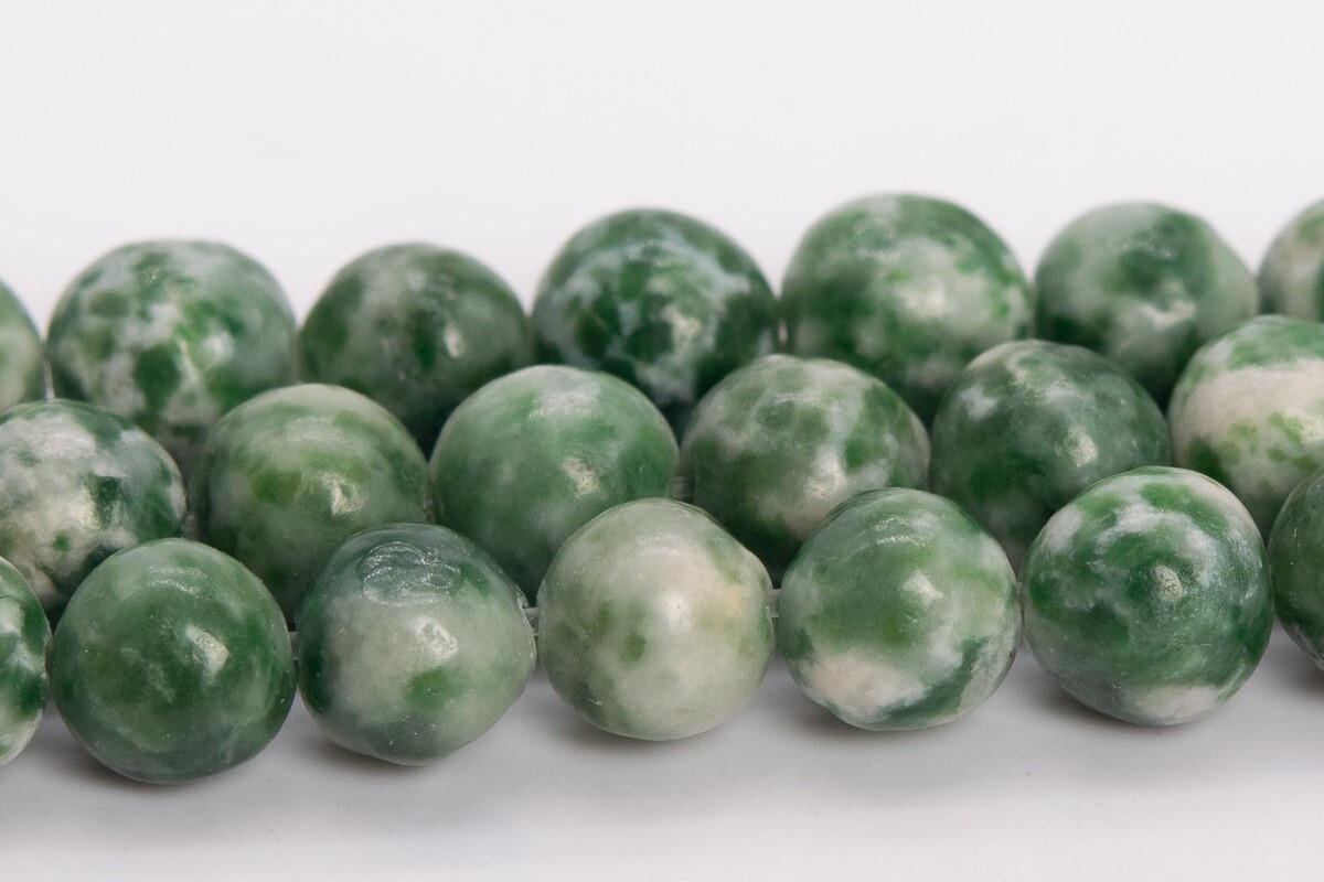 Natural Green Dot Jasper /Tree Agate AA Round Gemstone Loose Beads 6/8/10/12MM