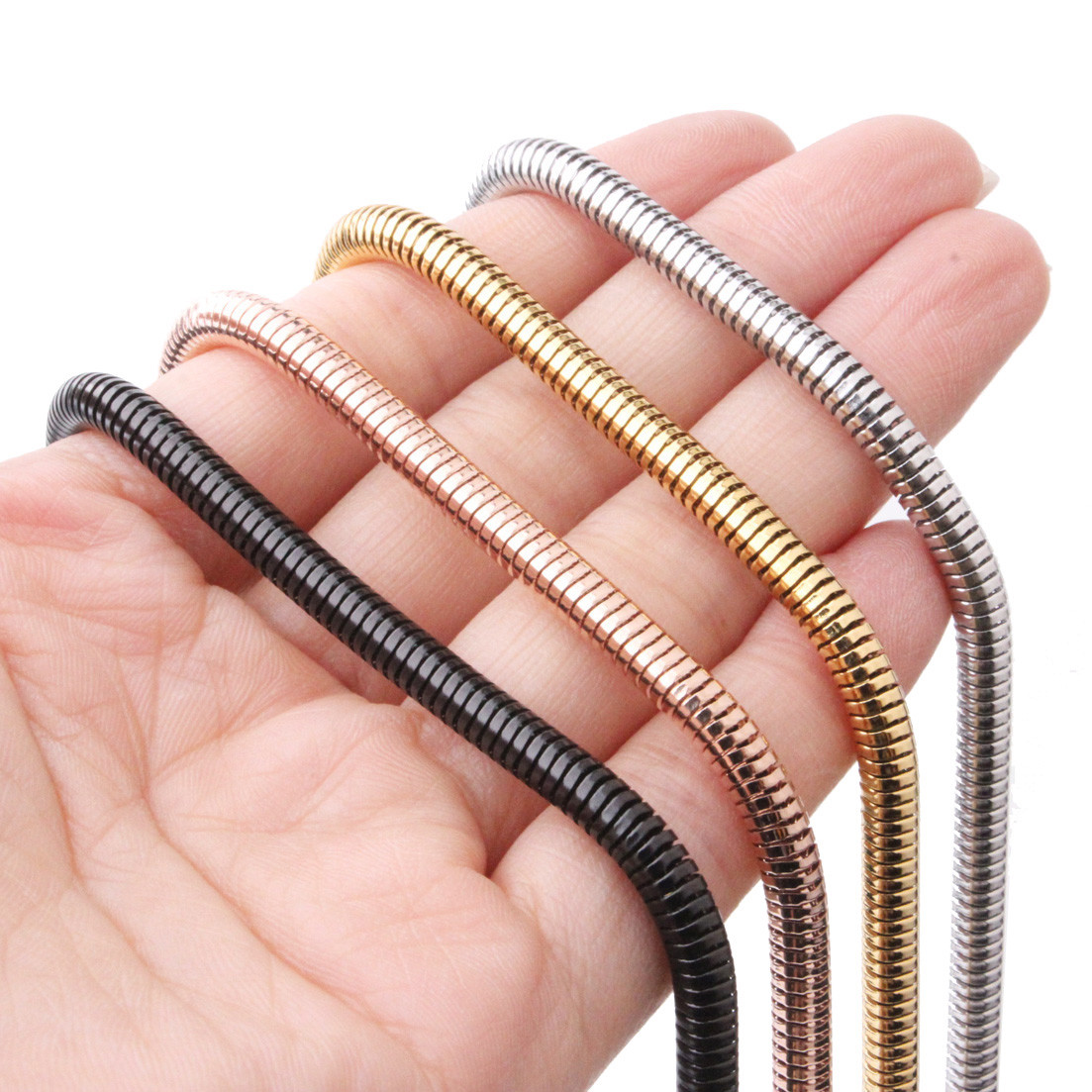 4.2/6mm Stainless Steel Cool Snake Round Chain Mens Womens Necklace Jewelry 24″