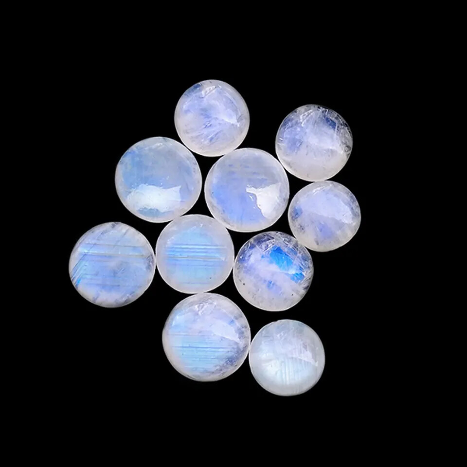 [WHOLESALE] NATURAL RAINBOW MOONSTONE CABOCHON ROUND SHAPE LOOSE GEMSTONE