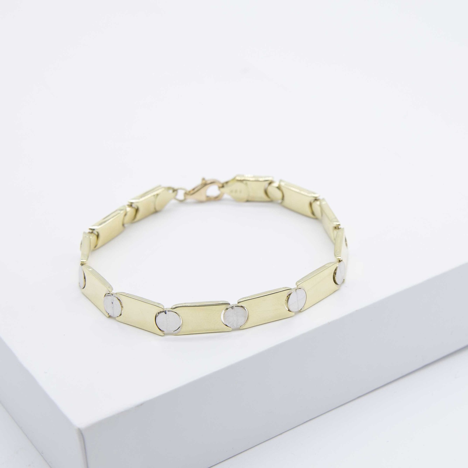 7.5mm Reversible Screw Link Design Bracelet Real 10K Yellow White Gold 7.5″