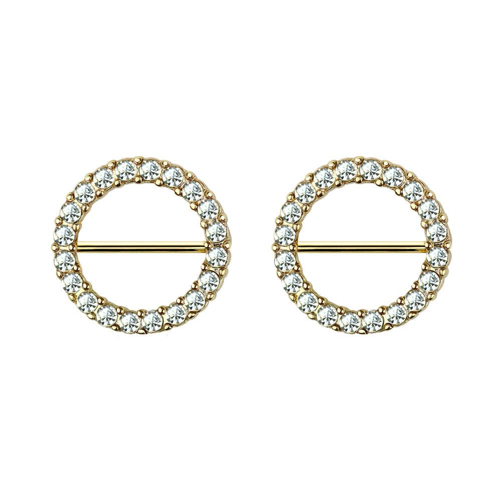 Nipple Clicker shield 14 Gauge Surgical steel Cz Jewels Sold As a pair