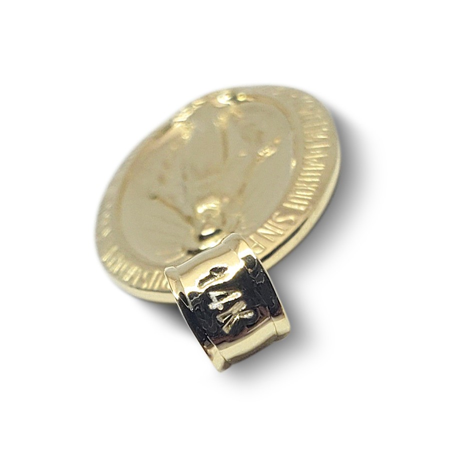 Solid 14K Yellow Gold Miraculous Medal Virgin Mary Pendant, 3/4″, Catholic