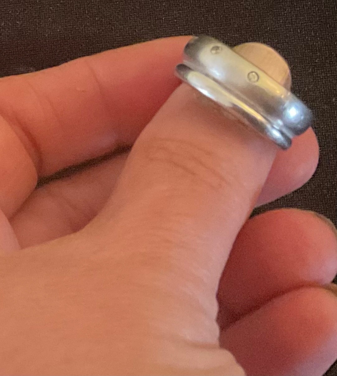 Smooth Shiny & Brushed Ring Sterling Silver CZ Band SZ 5.5 Rare Design Signed