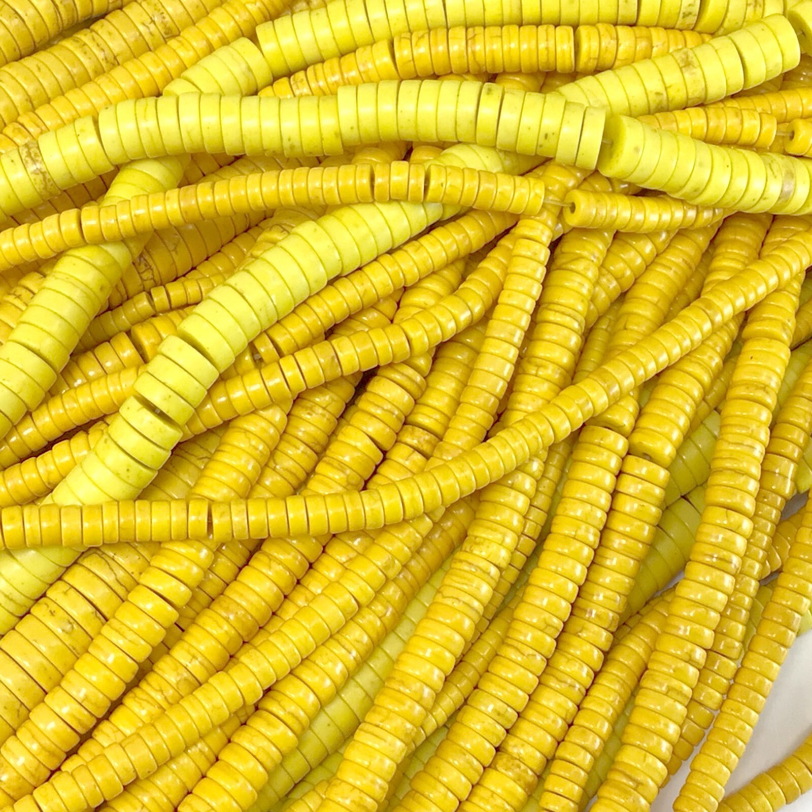 Gemstone Yellow Howlite Turquoise Flat Heishi Beads 15″ 4mm 6mm 8mm 10mm 12mm